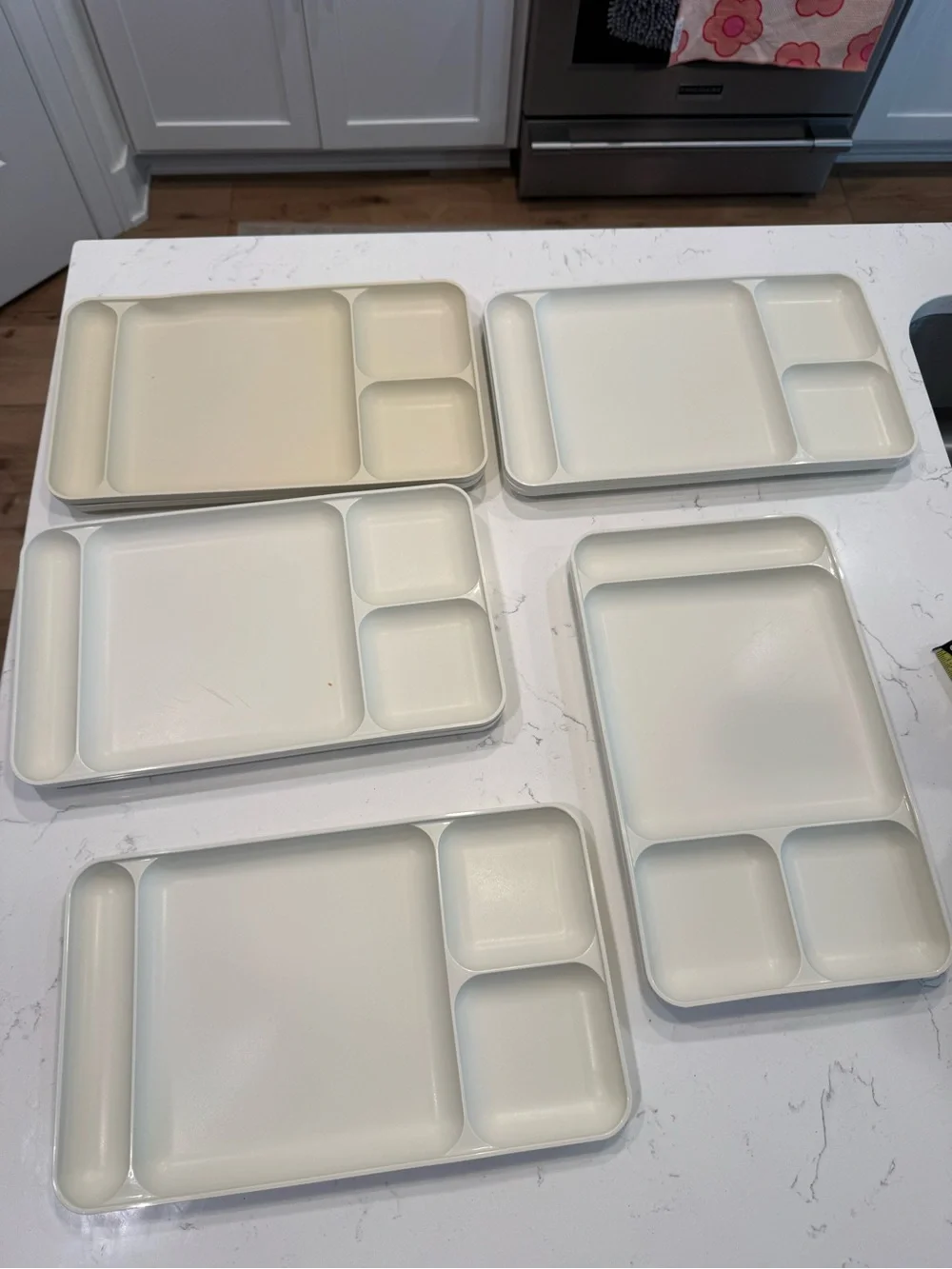 Tupperware® Set of 9 Divided Serving Trays - Dining, Camping, Stackable, Lunch